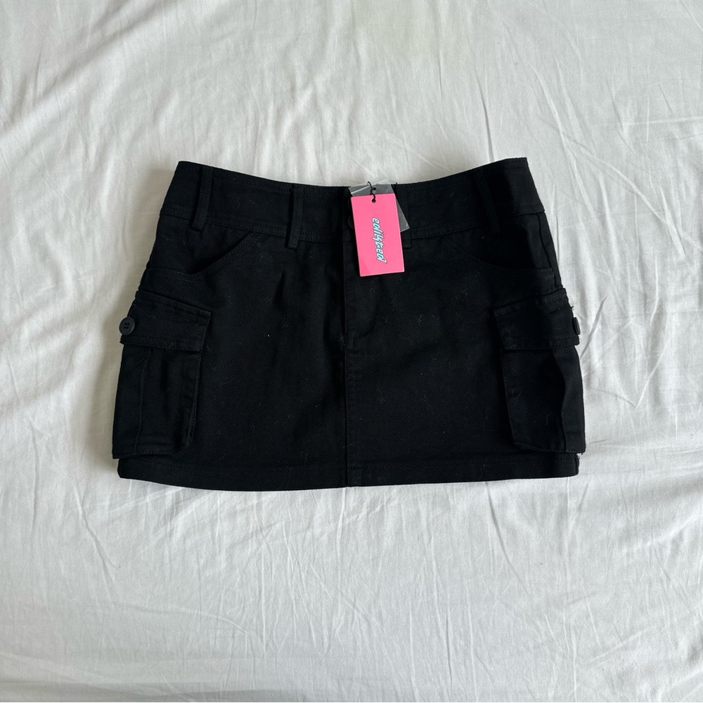 EDIKTED black cargo mini skirt